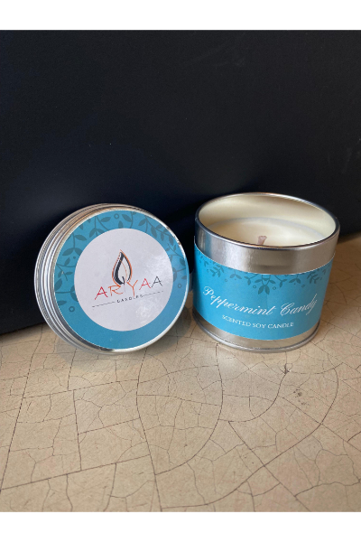 Peppermint candy Soy Wax Tin Candle